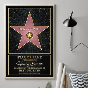 Star Of Fame, Best Mom, Best Dad Of The Year - Family Personalized Custom Vertical Poster - Mother's Day, Father's Day, Birthday Gift For Mom And Dad