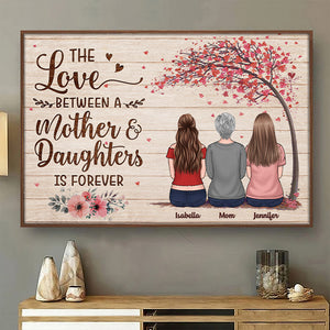 Mother & Son Daughter Forever Linked Together - Family Personalized Custom Horizontal Poster - Mother's Day, Birthday Gift For Mom