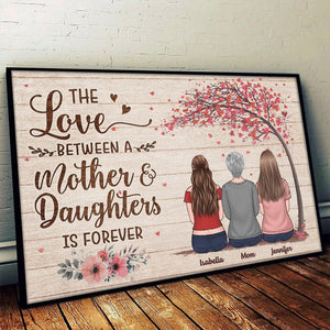 Mother & Son Daughter Forever Linked Together - Family Personalized Custom Horizontal Poster - Mother's Day, Birthday Gift For Mom