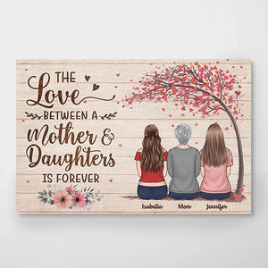 Mother & Son Daughter Forever Linked Together - Family Personalized Custom Horizontal Poster - Mother's Day, Birthday Gift For Mom