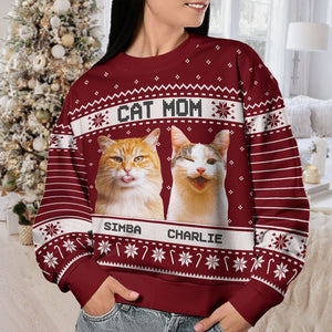 Custom Photo World's Best Cat Dad - Cat Personalized Custom Ugly Sweatshirt - Unisex Wool Jumper - Christmas Gift For Pet Owners, Pet Lovers