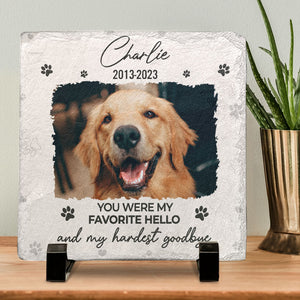 Custom Photo You Were My Favorite Hello - Memorial Personalized Custom Square Shaped Memorial Stone - Sympathy Gift For Pet Owners, Pet Lovers