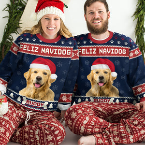 Custom Photo We Wish You A Merry Woofmas - Dog Personalized Custom Ugly Sweatshirt - Unisex Wool Jumper - Christmas Gift For Pet Owners, Pet Lovers