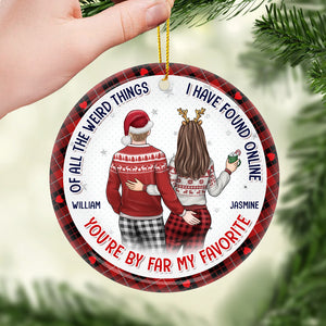 You Are By Far My Favorite Husband - Couple Personalized Custom Ornament - Ceramic Round Shaped - Christmas Gift For Husband Wife, Anniversary