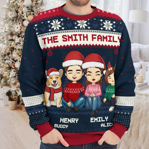 Family Knows How To Sparkle At Christmas - Family Personalized Custom Ugly Sweatshirt - Unisex Wool Jumper - Christmas Gift For Family Members