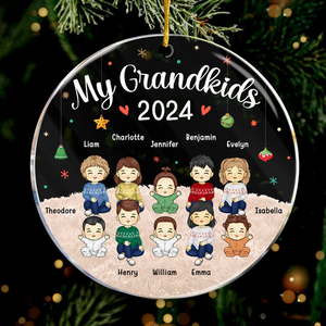 Our Grandkids Christmas - Family Personalized Custom Ornament - Acrylic Round Shaped - Christmas Gift For Family Members