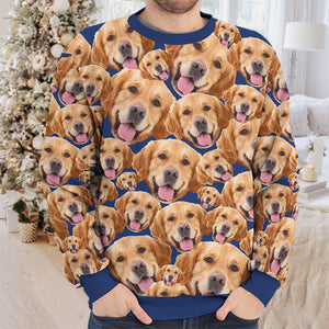 Custom Photo Pawsitive Christmas - Dog & Cat Personalized Custom Ugly Sweatshirt - Unisex Wool Jumper - Christmas Gift For Pet Owners, Pet Lovers, Family Members