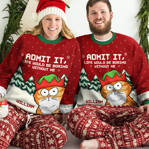 Meowy Catmas Human Servant - Cat Personalized Custom Ugly Sweatshirt - Unisex Wool Jumper - Christmas Gift For Pet Owners, Pet Lovers
