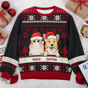 Merry Christmas, Pet Lovers - Personalized Custom Unisex Ugly Christmas Sweatshirt, Wool Sweatshirt, All-Over-Print Sweatshirt - Gift For Pet Lovers, Christmas Gift