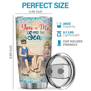 You & Me And The Sea - Couple Personalized Custom Tumbler - Gift For Husband Wife, Anniversary