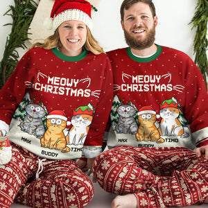 Meowy Catmas - Cat Personalized Custom Ugly Sweatshirt - Unisex Wool Jumper - Christmas Gift For Pet Owners, Pet Lovers
