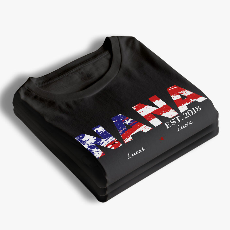 Grand-mère américaine - Cadeau pour le 4 juillet - T-shirt unisexe personnalisé