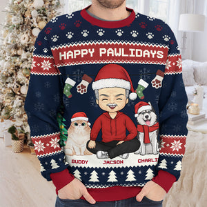 Have A Pawesome Christmas - Dog & Cat Personalized Custom Ugly Sweatshirt - Unisex Wool Jumper - Christmas Gift For Pet Owners, Pet Lovers