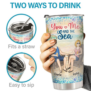 You & Me And The Sea - Couple Personalized Custom Tumbler - Gift For Husband Wife, Anniversary