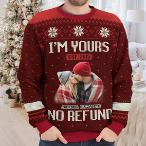 Custom Photo I'm Yours Forever - Couple Personalized Custom Ugly Sweatshirt - Unisex Wool Jumper - Christmas Gift For Husband Wife, Anniversary
