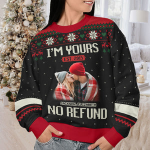Custom Photo I'm Yours Forever - Couple Personalized Custom Ugly Sweatshirt - Unisex Wool Jumper - Christmas Gift For Husband Wife, Anniversary