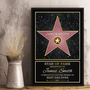 Star Of Fame, Best Mom, Best Dad Of The Year - Family Personalized Custom Vertical Poster - Mother's Day, Father's Day, Birthday Gift For Mom And Dad