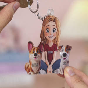 Pattes, amour et pour toujours ensemble - Porte-clés personnalisé en acrylique en forme de chien - Cadeau pour propriétaires et amoureux des animaux
