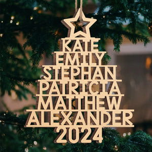 Christmas Family Tree - Family Personalized Custom Ornament - Wood Custom Shaped - Christmas Gift For Family Members