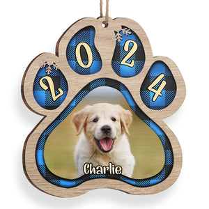 Pets And Color Paws - Upload Image - Personalized Custom Paw Shaped Wood Christmas Ornament