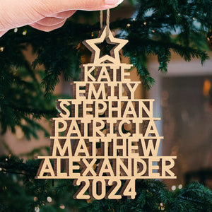 Christmas Family Tree - Family Personalized Custom Ornament - Wood Custom Shaped - Christmas Gift For Family Members