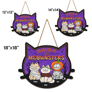 Beware Of Cute Little Meownsters - Cat Personalized Custom Shaped Home Decor Wood Sign - Halloween Gift For Pet Owners, Pet Lovers