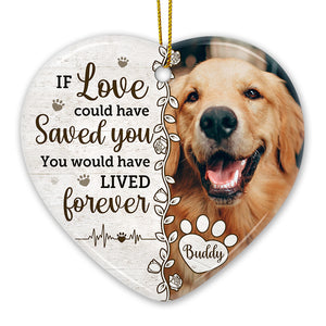 Custom Photo Let Me Nuzzle In Your Heart, And I Will Forever Stay - Memorial Personalized Custom Ornament - Ceramic Heart Shaped - Christmas Gift, Sympathy Gift For Pet Owners, Pet Lovers