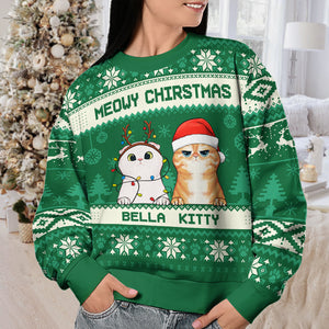 Have A Meowy Christmas - Cat Personalized Custom Ugly Sweatshirt - Unisex Wool Jumper - Christmas Gift For Pet Owners, Pet Lovers