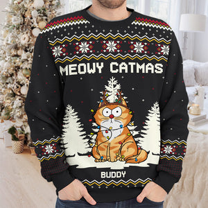 Jingle Purrs All The Way - Cat Personalized Custom Ugly Sweatshirt - Unisex Wool Jumper - Christmas Gift For Pet Owners, Pet Lovers
