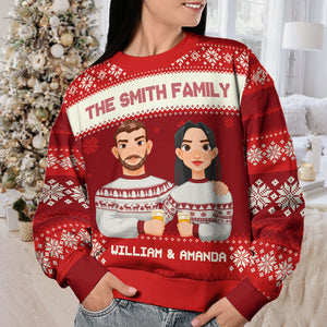 Our First Christmas Together - Couple Personalized Custom Ugly Sweatshirt - Unisex Wool Jumper - Christmas Gift For Husband Wife, Anniversary