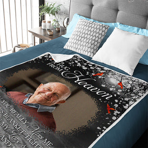 Custom Photo A Hug From Heaven - Memorial Personalized Custom Blanket - Christmas Gift, Sympathy Gift For Family Members