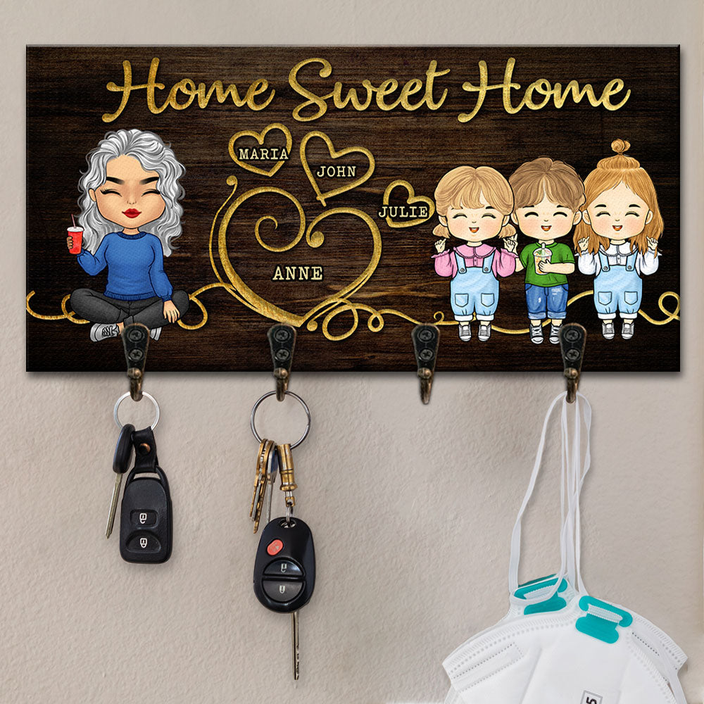 Love Makes You Family - Personalized Key Hanger, Key Holder - Anniversary Gifts, Gift For Couples, Husband Wife
