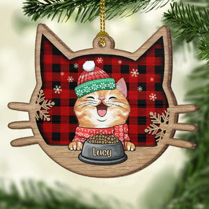 Happy Cat On Christmas Day - Personalized Shaped Ornament.