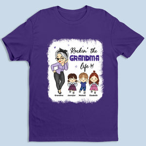 Rockin' The Nana Life - Family Personalized Custom Fake Bleach T-Shirt - Mother's Day, Birthday Gift For Mom, Grandma