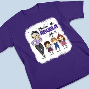 Rockin' The Nana Life - Family Personalized Custom Fake Bleach T-Shirt - Mother's Day, Birthday Gift For Mom, Grandma