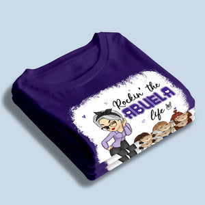 Rockin' The Nana Life - Family Personalized Custom Fake Bleach T-Shirt - Mother's Day, Birthday Gift For Mom, Grandma