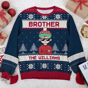 Christmas Is All About The Family Brother, Sister - Family Personalized Custom Ugly Sweatshirt - Unisex Wool Jumper - Christmas Gift For Family Members