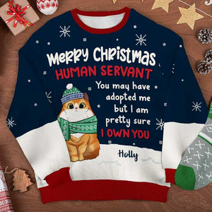 I Am Pretty Sure I Own You - Personalized Custom Unisex Ugly Christmas Sweatshirt, Wool Sweatshirt, All-Over-Print Sweatshirt - Gift For Cat Lovers, Pet Lovers, Christmas Gift
