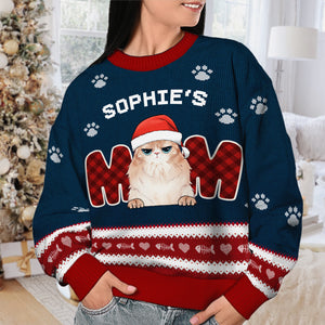 We're Cat Parents - Personalized Custom Unisex Ugly Christmas Sweatshirt, Wool Sweatshirt, All-Over-Print Sweatshirt - Gift For Cat Lovers, Pet Lovers, Christmas Gift