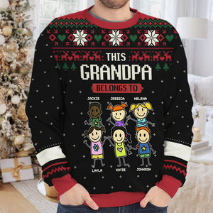 This Grandma Belongs To - Family Personalized Custom Ugly Sweatshirt - Unisex Wool Jumper - Christmas Gift For Grandma, Grandparents