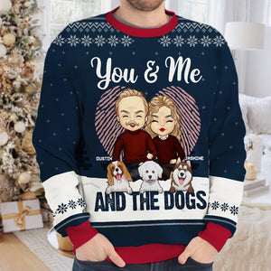 You & Me - Personalized Custom Unisex Ugly Christmas Sweatshirt, Wool Sweatshirt, All-Over-Print Sweatshirt - Gift For Couple, Husband Wife, Anniversary, Engagement, Wedding, Marriage Gift, Christmas Gift