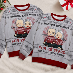 Annoying Couple For Years - Personalized Custom Unisex Ugly Christmas Sweatshirt, Wool Sweatshirt, All-Over-Print Sweatshirt - Gift For Couple, Husband Wife, Anniversary, Engagement, Wedding, Marriage Gift, Christmas Gift