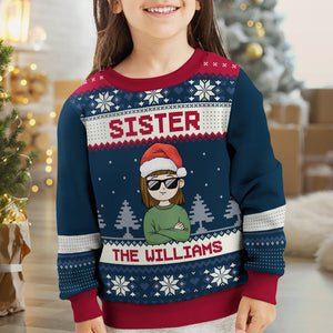 Christmas Is All About The Family Brother, Sister - Family Personalized Custom Ugly Sweatshirt - Unisex Wool Jumper - Christmas Gift For Family Members