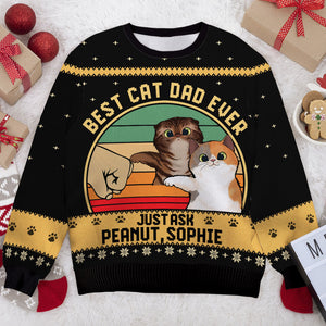 Best Cat Dad Ever, Just Ask Your Cats - Personalized All-Over-Print Sweatshirt.
