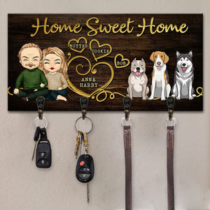 Family Is Complete With Paws And Love - Family Personalized Key Hanger, Key Holder - Gift For Couples, Husband Wife, Anniversary, Pet Owners, Pet Lovers
