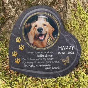 Don't Think We're Far Apart - Personalized Memorial Stone, Pet Grave Marker - Upload Image, Memorial Gift, Sympathy Gift