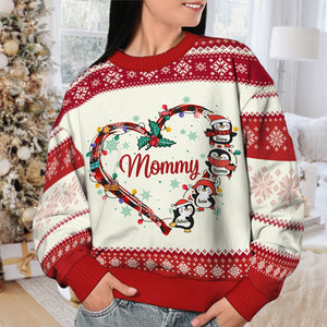 Grandma's Little Penguins - Personalized Custom Unisex Ugly Christmas Sweatshirt, Wool Sweatshirt, All-Over-Print Sweatshirt -  Gift For Grandma, Grandparents, Christmas Gift