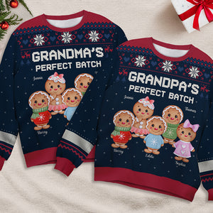Grandma's Perfect Batch - Family Personalized Custom Ugly Sweatshirt - Unisex Wool Jumper - Christmas Gift For Grandma, Grandparents