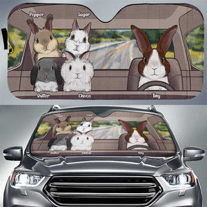 Rabbit Family - Personalized Auto Sunshade - Gift For Pet Lovers