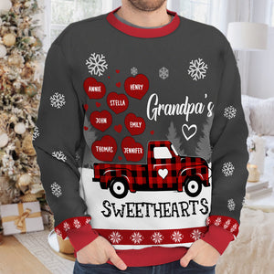 Nana's Little Sweethearts - Personalized Custom Unisex Ugly Christmas Sweatshirt, Wool Sweatshirt, All-Over-Print Sweatshirt -  Gift For Grandma, Grandparents, Christmas Gift